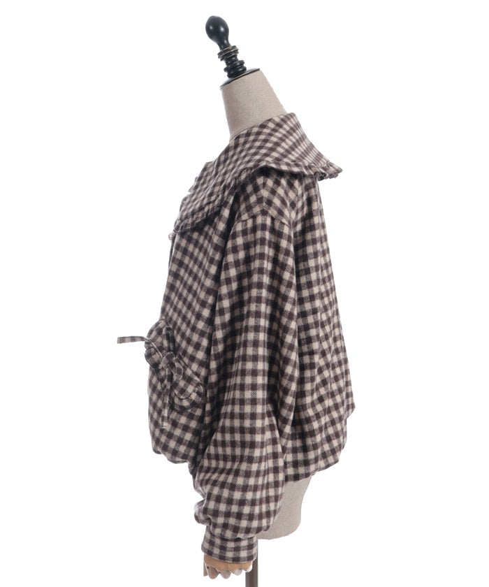 Big Collar Balloon Brushed Blouson