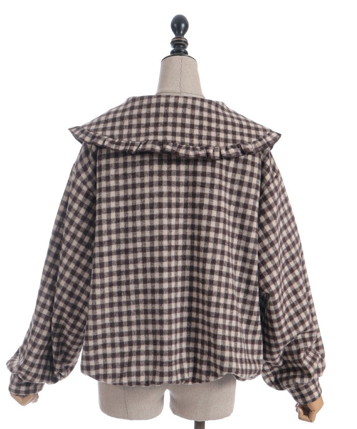 Big Collar Balloon Brushed Blouson