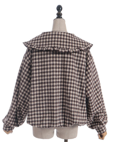 Big Collar Balloon Brushed Blouson
