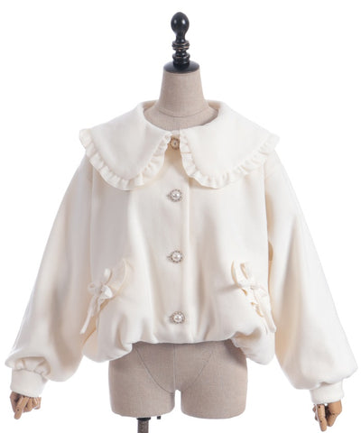 Big Collar Balloon Brushed Blouson