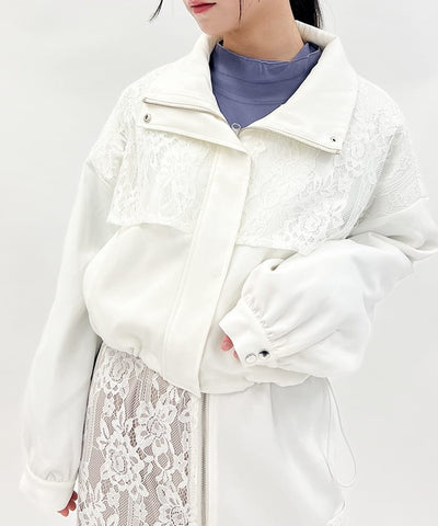 Lace Panel Short Blouson