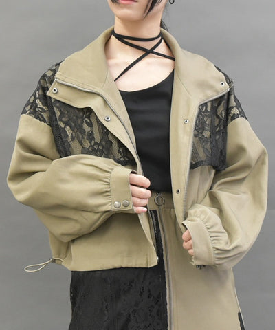 Lace Panel Short Blouson