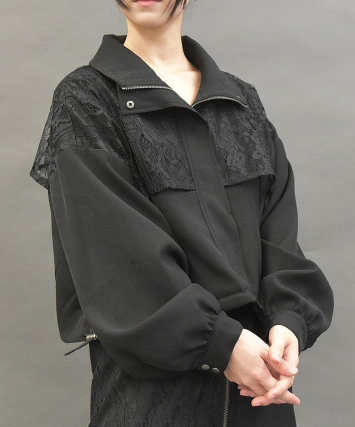 Lace Panel Short Blouson