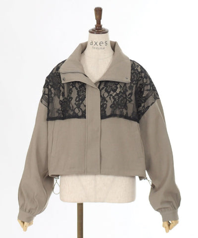 Lace Panel Short Blouson