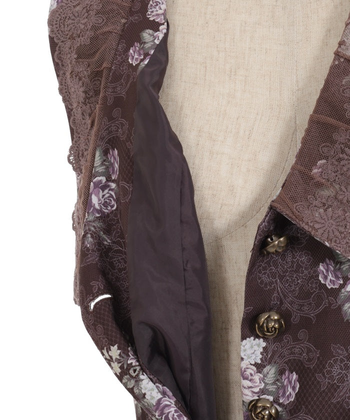 Grand Bouquet Pattern Lace Collar Vest
