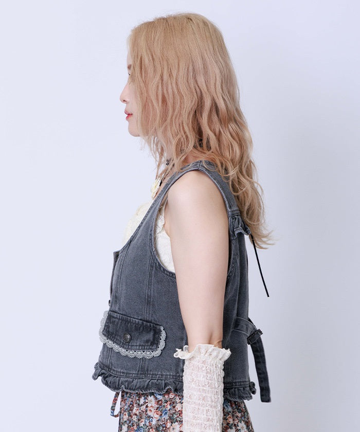 Petit Frill Denim Vest – axes femme from JAPAN
