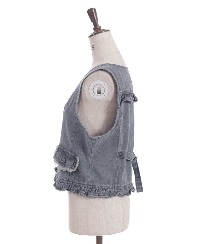 Petit Frill Denim Vest – axes femme from JAPAN