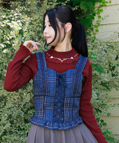 Tartan Plaid Lace-Up Bustier