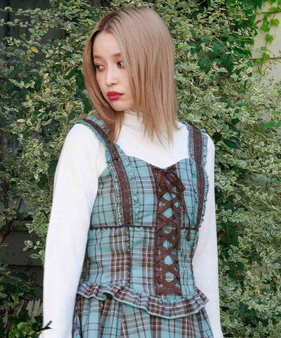 Tartan Plaid Lace-Up Bustier
