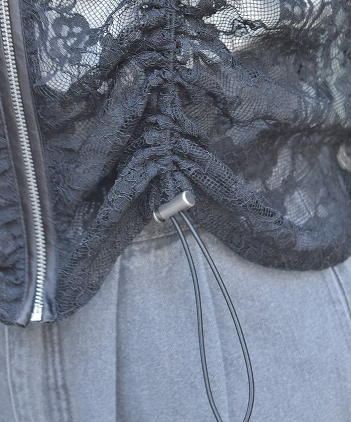 Hooded Drawstring Lace Vest