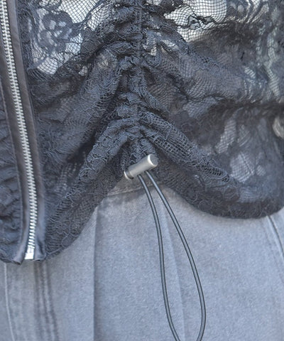Hooded Drawstring Lace Vest