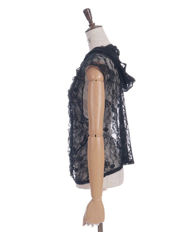 Hooded Drawstring Lace Vest