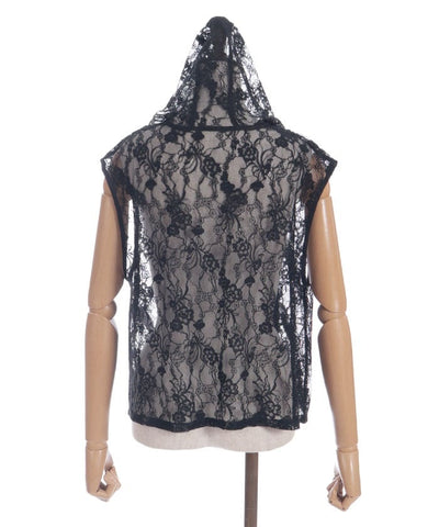 Hooded Drawstring Lace Vest