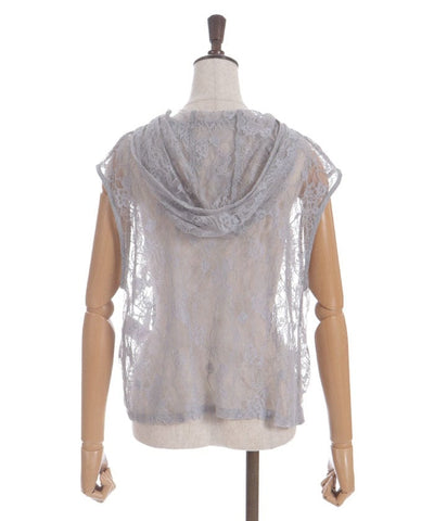Hooded Drawstring Lace Vest