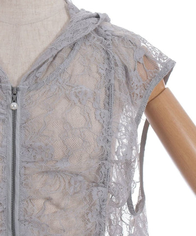 Hooded Drawstring Lace Vest