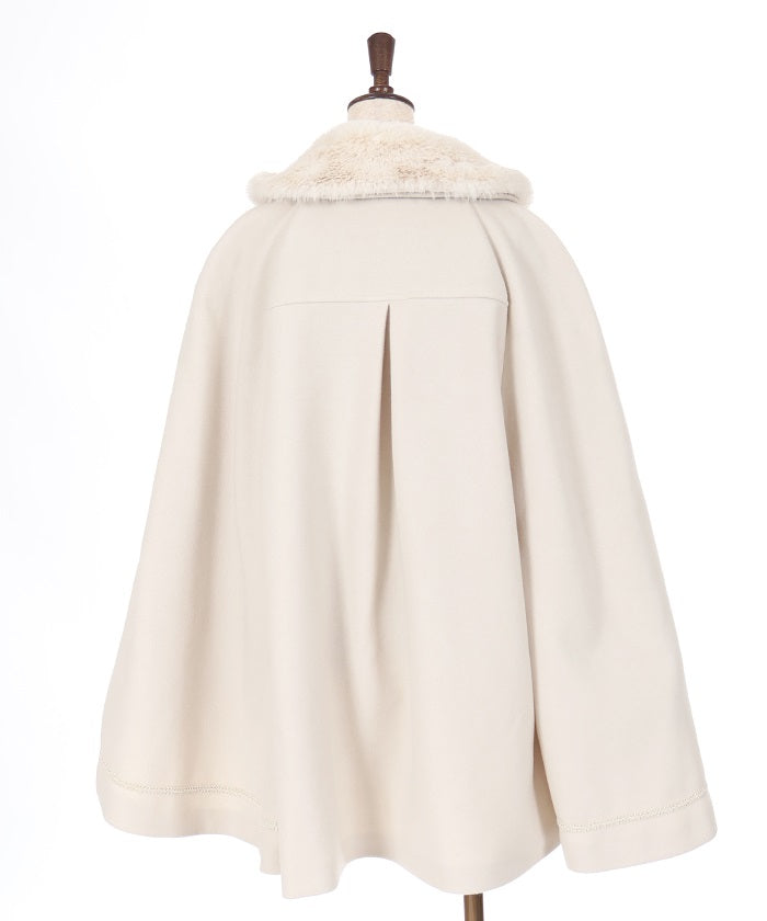 Cape Coat with Fur Collar