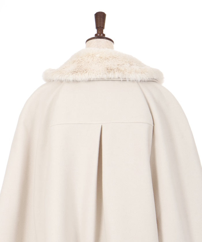 Cape Coat with Fur Collar