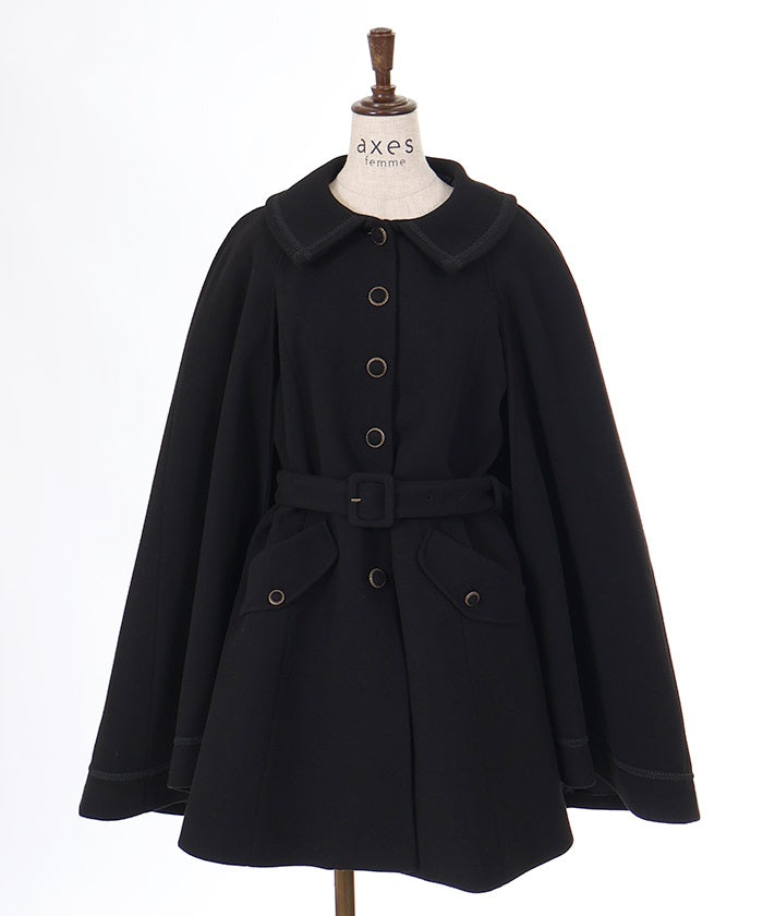 Cape Coat with Fur Collar