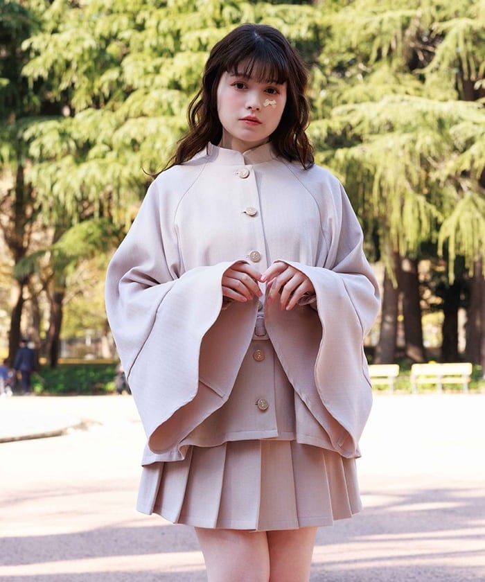 Cape Style Flare Sleeve Coat (Pre-order)