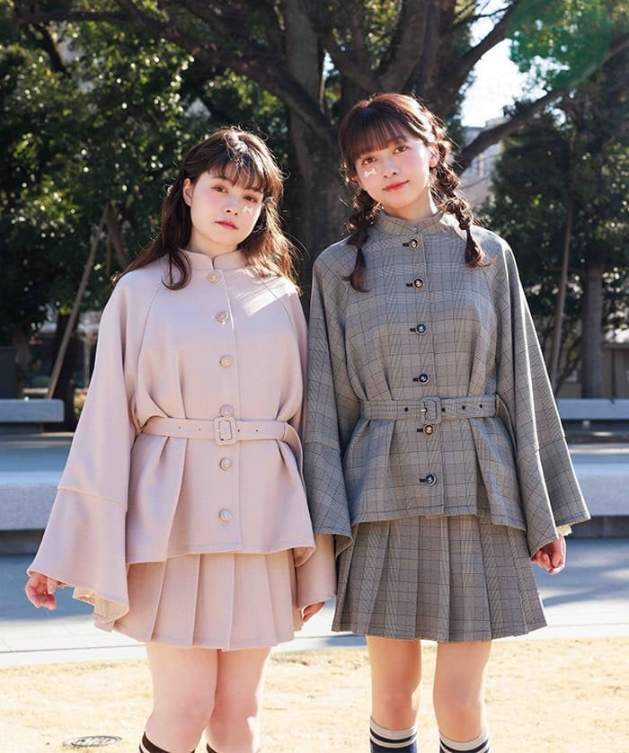 axes femme チェック柄Aラインコート GLACIER コート アウター