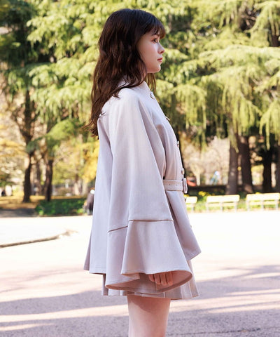 Cape Style Flare Sleeve Coat (Pre-order)