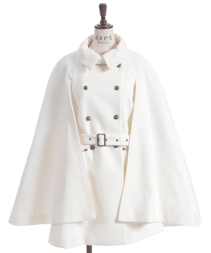 Double Button Cape Coat – axes femme from JAPAN