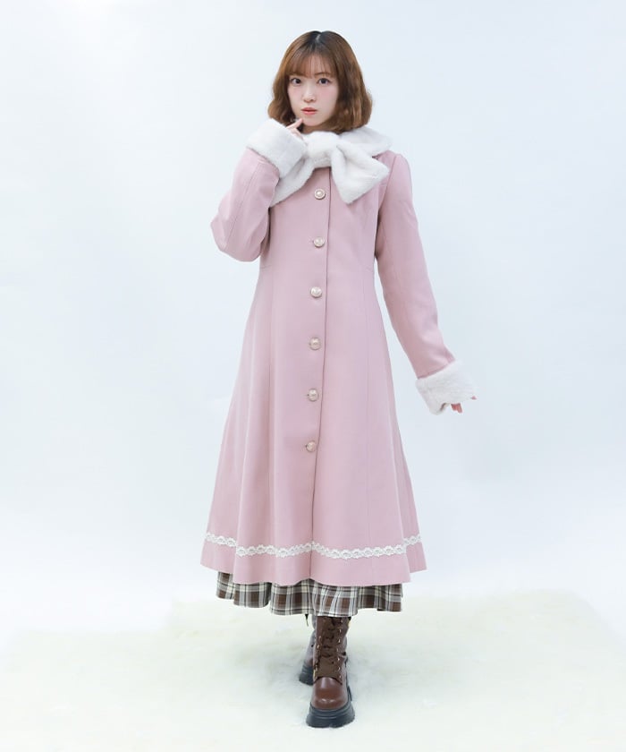 Long Coat with Fur Tippet – axes femme from JAPAN
