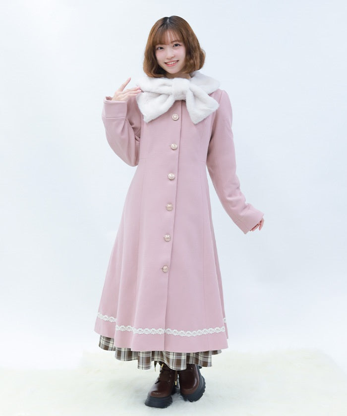 Long Coat with Fur Tippet – axes femme from JAPAN