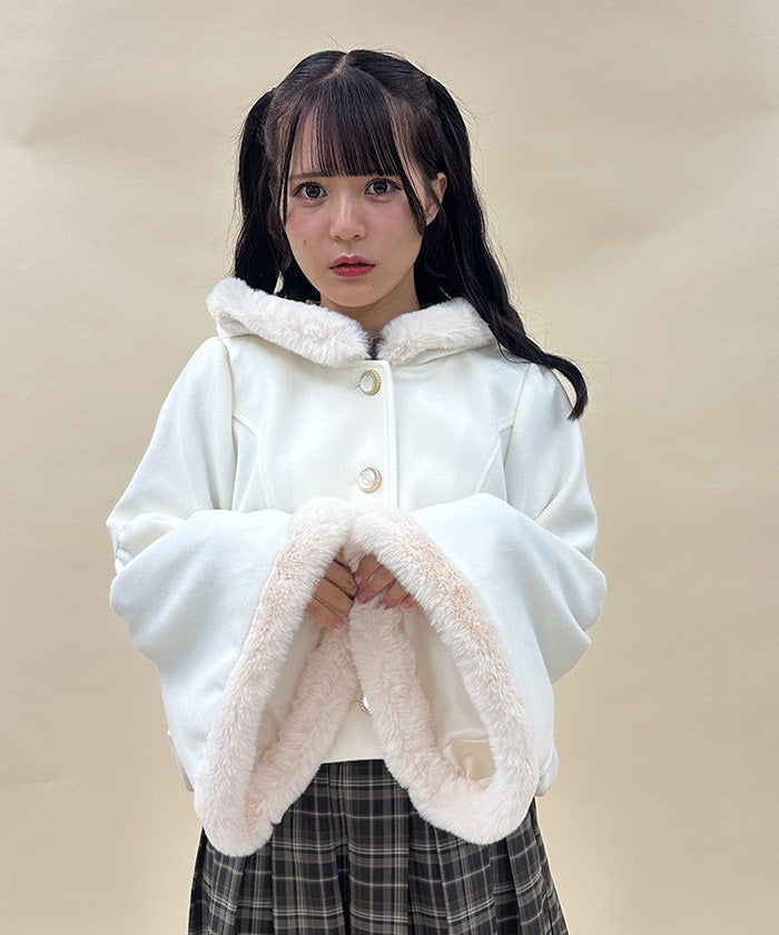 Bell Sleeve Coat with Hood