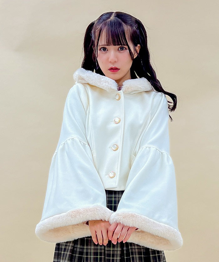 Bell Sleeve Coat with Hood