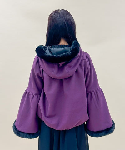 Bell Sleeve Coat with Hood