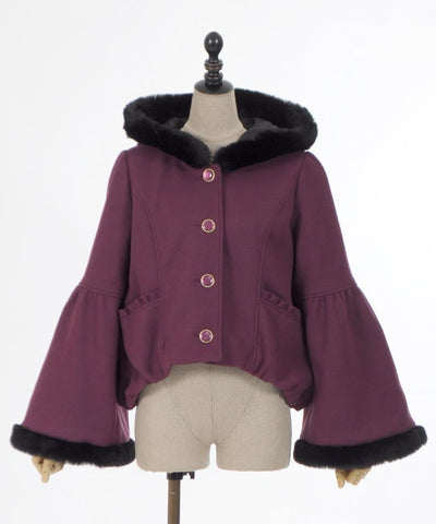 Bell Sleeve Coat with Hood