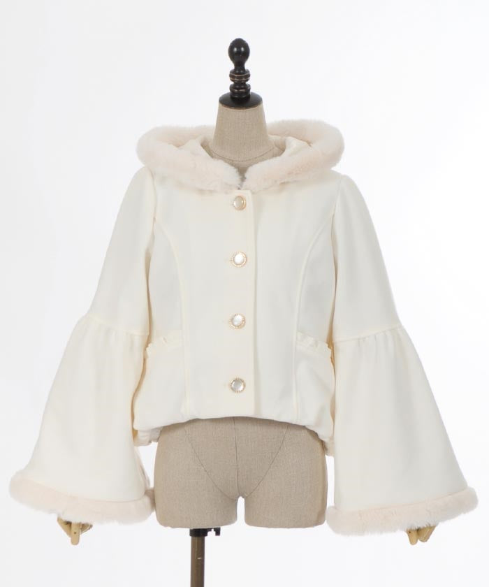 Bell Sleeve Coat with Hood