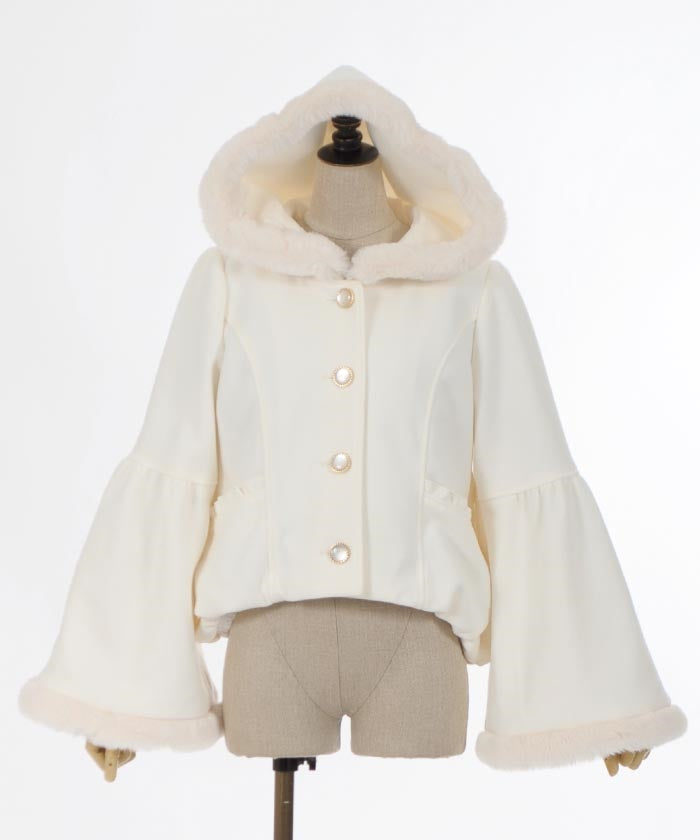 Bell Sleeve Coat with Hood