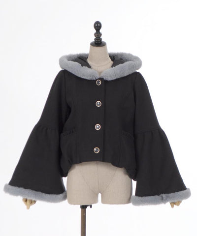 Bell Sleeve Coat with Hood