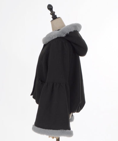 Bell Sleeve Coat with Hood