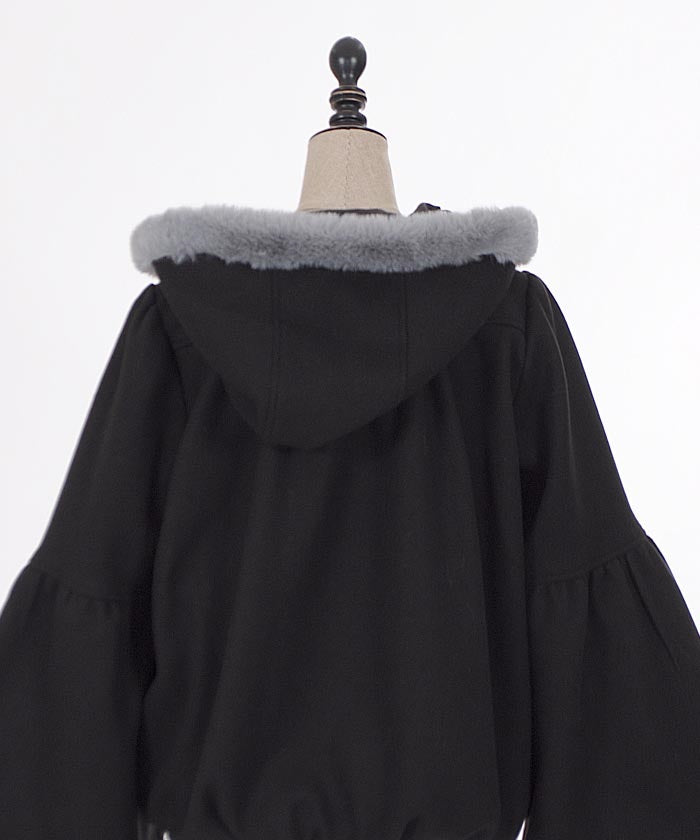 Bell Sleeve Coat with Hood