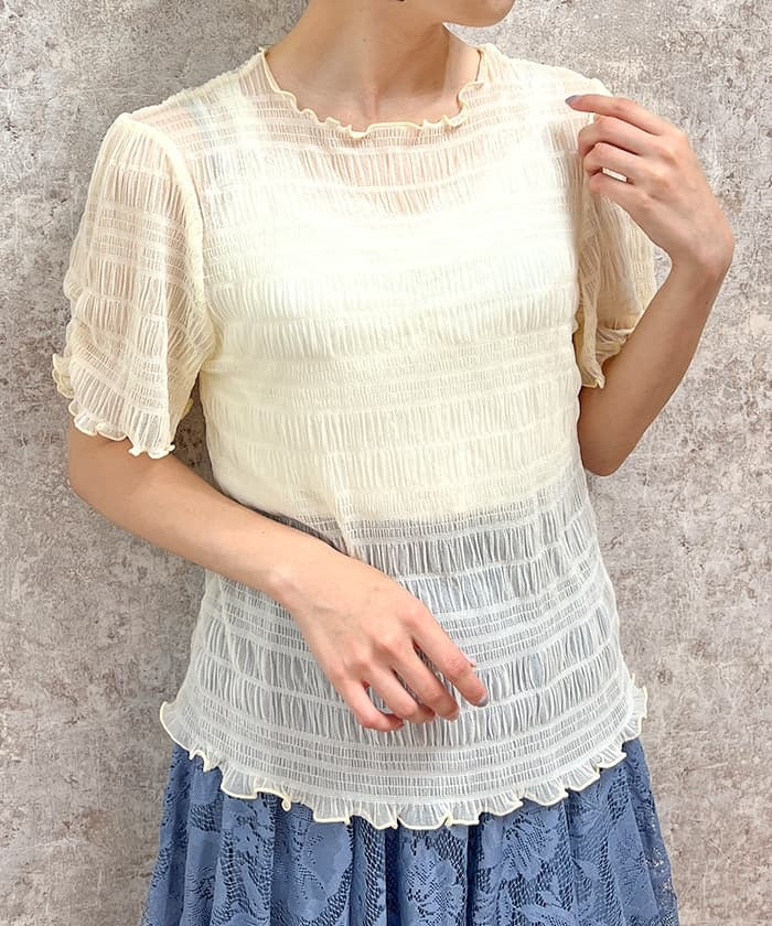 Sleeve Gather Sheer Inner