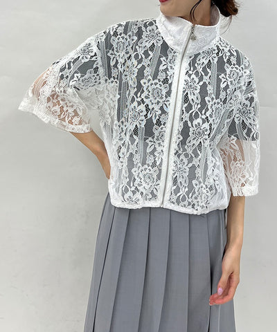 High Neck Lace Blouson