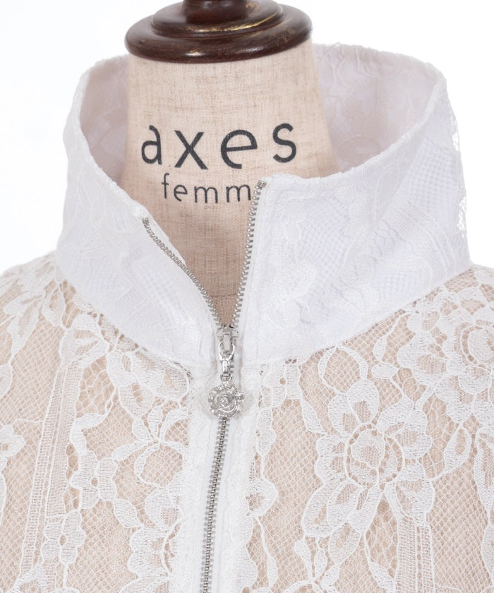 High Neck Lace Blouson