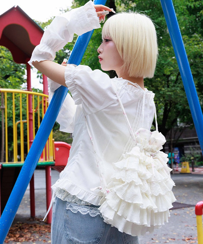 Small Floral Pattern & Frill Knapsack