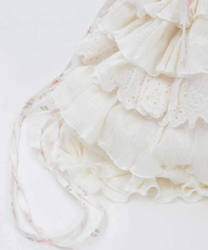 Small Floral Pattern & Frill Knapsack