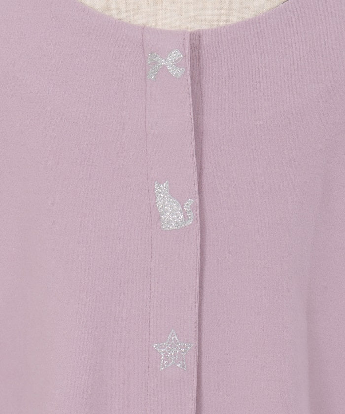 Cat & Star Print Cut-and-Sewn Cardigan