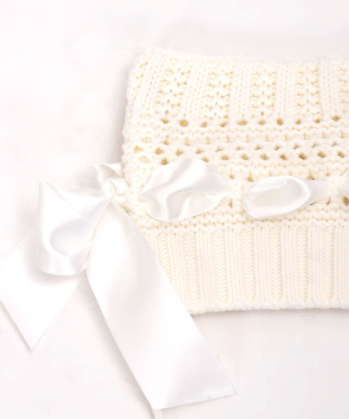 Satin Ribbon Cat Ears Knit Hat