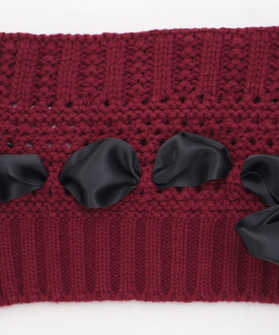 Satin Ribbon Cat Ears Knit Hat