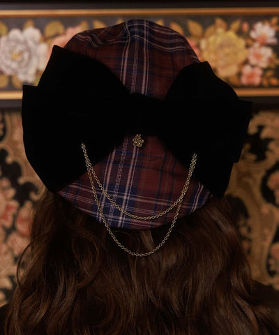 Tartan Plaid Ribbon Beret