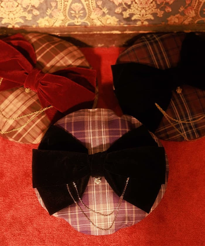 Tartan Plaid Ribbon Beret