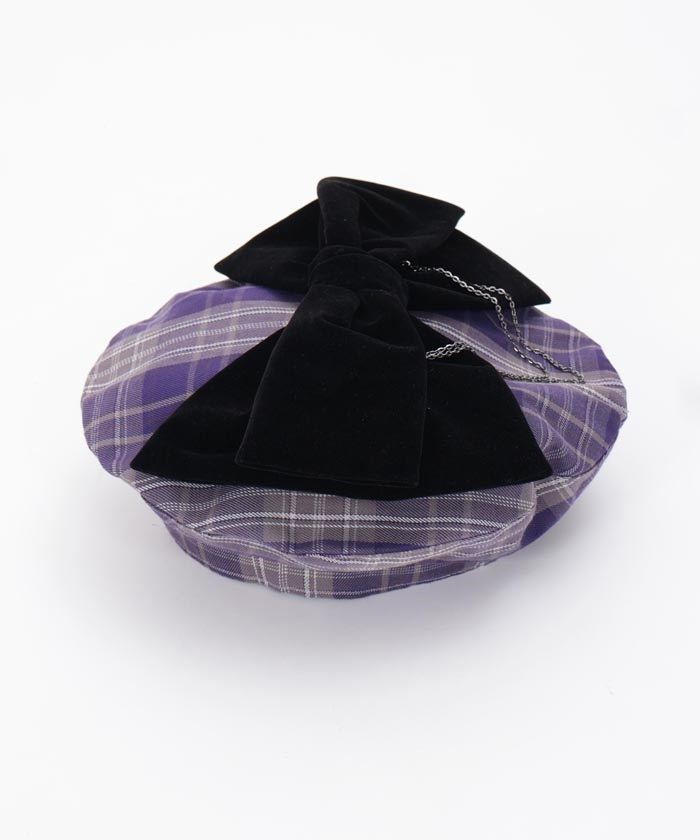 Tartan Plaid Ribbon Beret