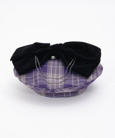 Tartan Plaid Ribbon Beret