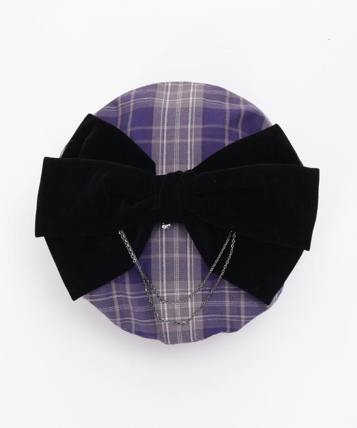 Tartan Plaid Ribbon Beret